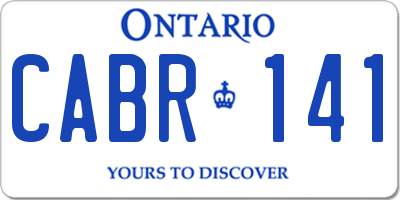 ON license plate CABR141