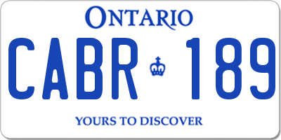 ON license plate CABR189