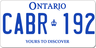 ON license plate CABR192