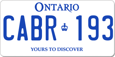 ON license plate CABR193