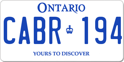 ON license plate CABR194