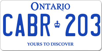 ON license plate CABR203