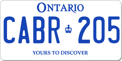 ON license plate CABR205