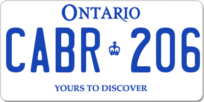 ON license plate CABR206