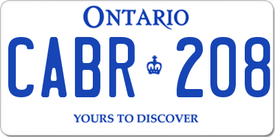 ON license plate CABR208