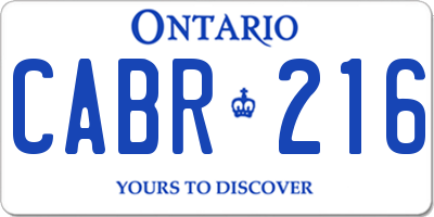 ON license plate CABR216