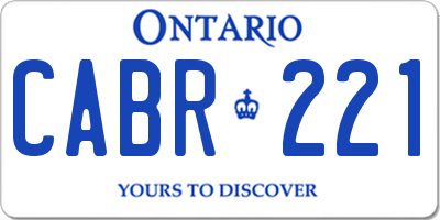 ON license plate CABR221