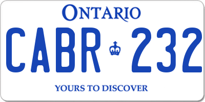 ON license plate CABR232