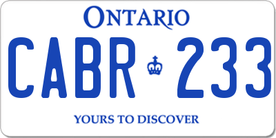 ON license plate CABR233