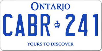 ON license plate CABR241