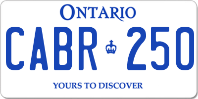 ON license plate CABR250