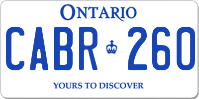 ON license plate CABR260