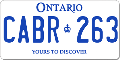 ON license plate CABR263