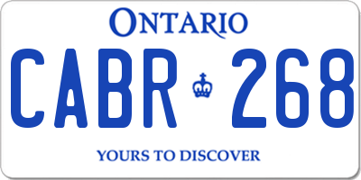 ON license plate CABR268