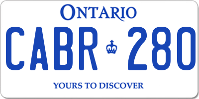 ON license plate CABR280