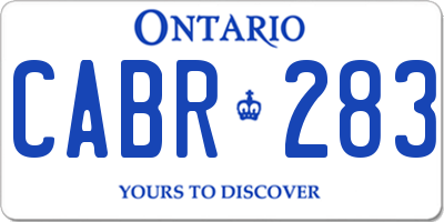 ON license plate CABR283