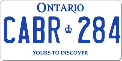 ON license plate CABR284