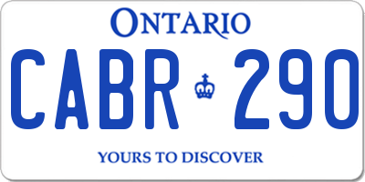 ON license plate CABR290