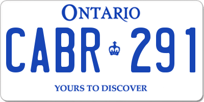 ON license plate CABR291