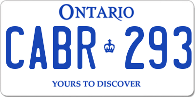 ON license plate CABR293