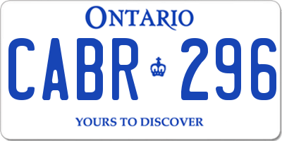 ON license plate CABR296