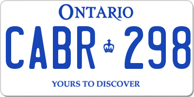 ON license plate CABR298