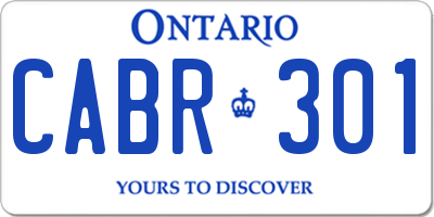 ON license plate CABR301