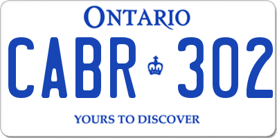 ON license plate CABR302