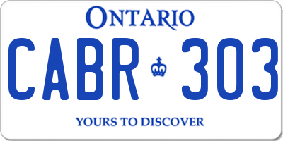 ON license plate CABR303