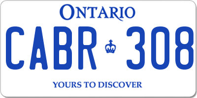 ON license plate CABR308