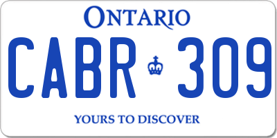 ON license plate CABR309