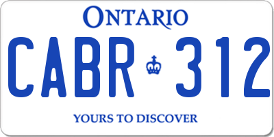 ON license plate CABR312