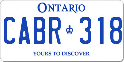 ON license plate CABR318