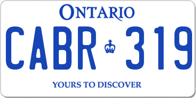 ON license plate CABR319