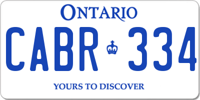 ON license plate CABR334