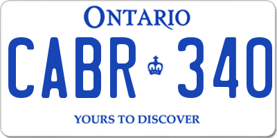 ON license plate CABR340