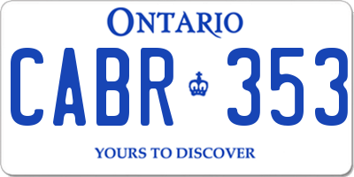 ON license plate CABR353