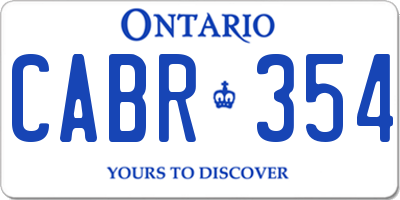 ON license plate CABR354