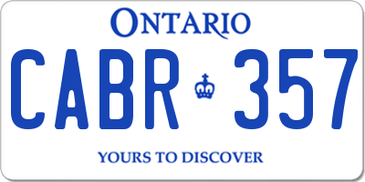 ON license plate CABR357