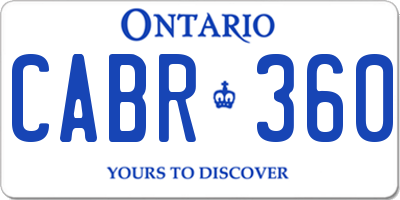 ON license plate CABR360