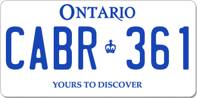 ON license plate CABR361