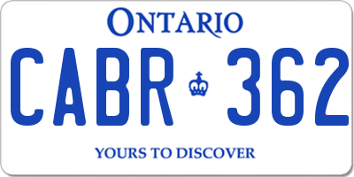 ON license plate CABR362