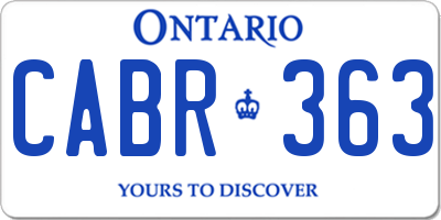 ON license plate CABR363