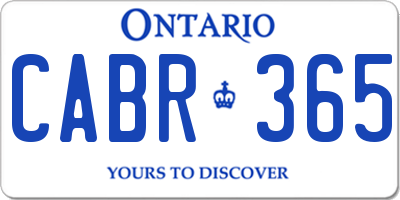 ON license plate CABR365