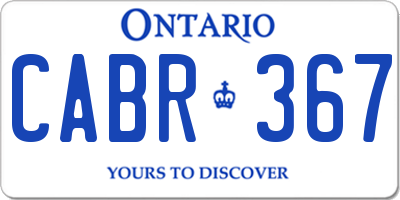 ON license plate CABR367