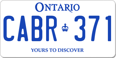 ON license plate CABR371