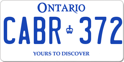 ON license plate CABR372