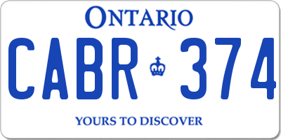 ON license plate CABR374