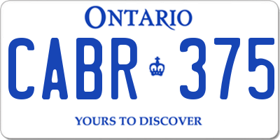 ON license plate CABR375