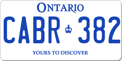 ON license plate CABR382